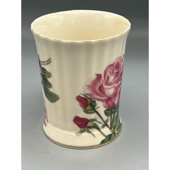 Burton + Burton Romantic Roses Porcelain Mug Cup Pink Rose VTG Golden Accent - Picture 2 of 9
